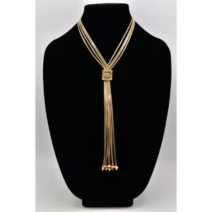 Givenchy Vintage Multi-Chain Tassel Necklace Crystal Gold Rare Signed 90s BinBL